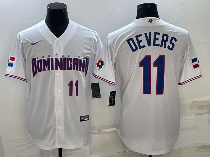 Men 2023 World Cub #11 Devers White Nike MLB Jersey1->more jerseys->MLB Jersey
